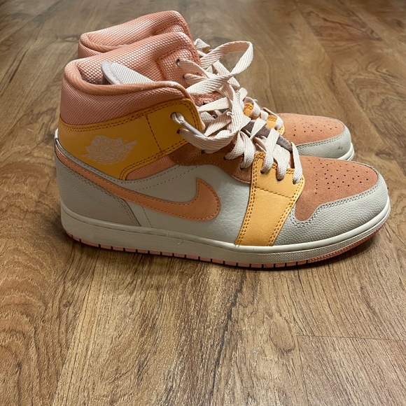 Nike Shoes - Nike Air Jordan 1 Mid Apricot Orange Womens Casual Trainers